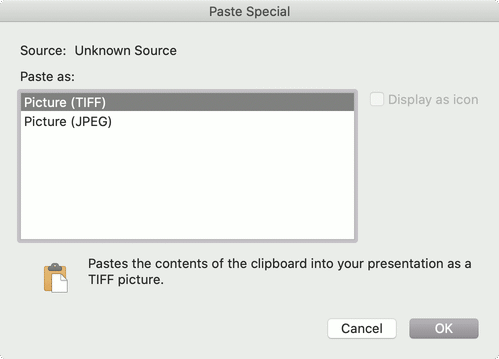 Microsoft Office Paste As TIFF or JPEG