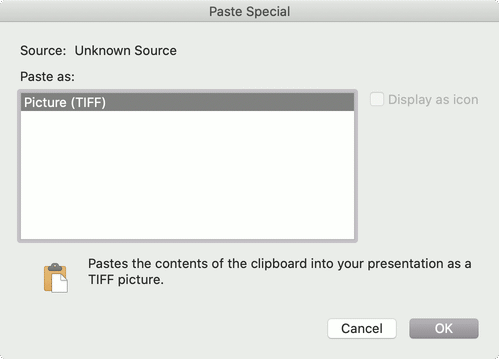 MS Office Paste As… TIFF only