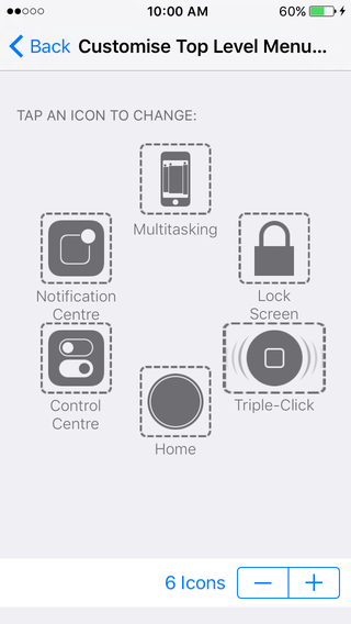 iOS 9 AssistiveTouch Customisation Settings