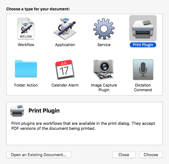 Automator New Print Plugin