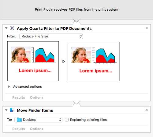 Automator Apply Quartz Filter to PDF Documents to Reduce File Size