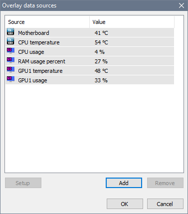 RTSS using both internal HAL and external HWiNFO64 data sources