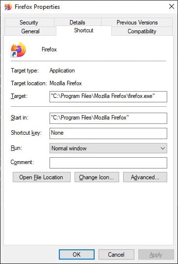 FireFox Properties File Location