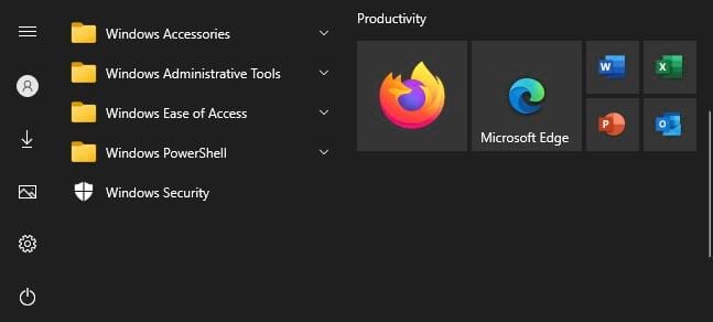 Windows 10 Start Menu Tiles with different Icons