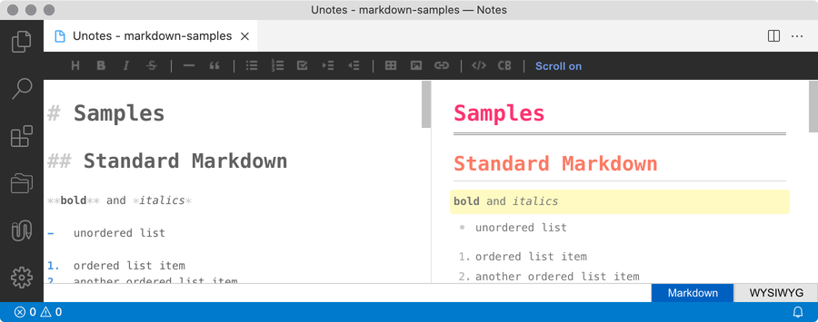 VS Code UNOTES extension