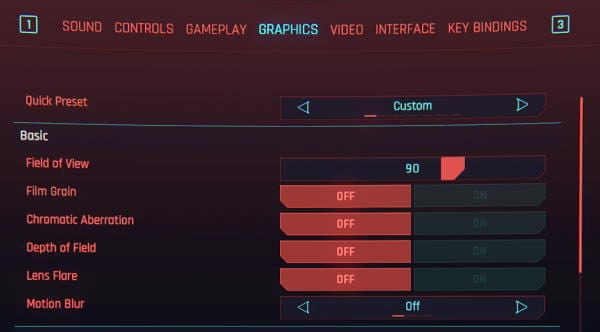Cyberpunk 2077 Basic Graphics Settings