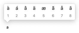 macOS Accent Character Selection Popup