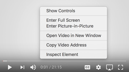 Safari Picture-in-Picture on YouTube