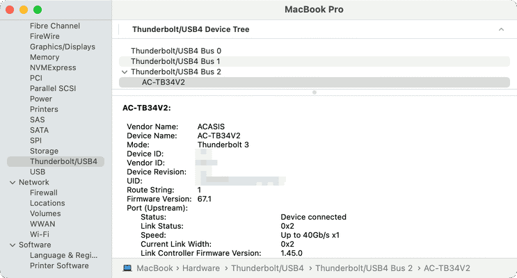 System Information for Acasis AC-TB34 Thunderbolt 3 enclosure