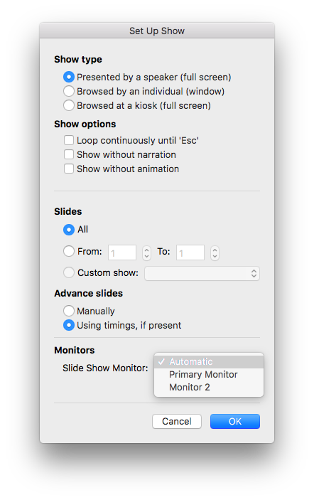 PowerPoint Set Up Slide Slow on Monitor 2