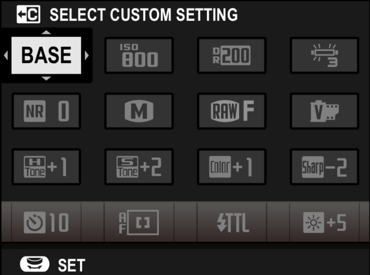 Fujifilm X-E3 Customizable Quick Menu