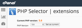 cPanel Select PHP Version page