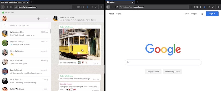 macOS Split View using Firefox