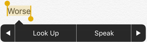 iOS 10 Look Up popup menu
