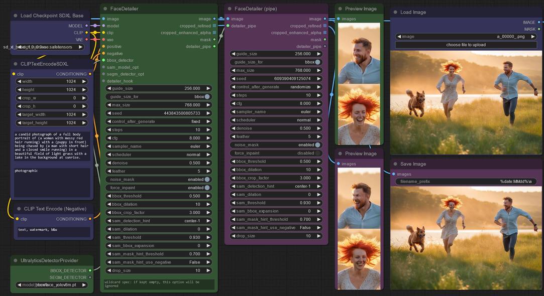 ComfyUI-Impact-Pack FaceDetailer and FaceDetailerPipe nodes