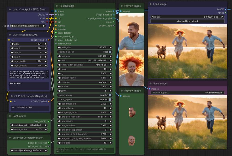 ComfyUI-Impact-Pack FaceDetailer with SAM model