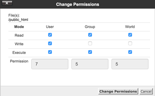 cPanel Folder Permissions