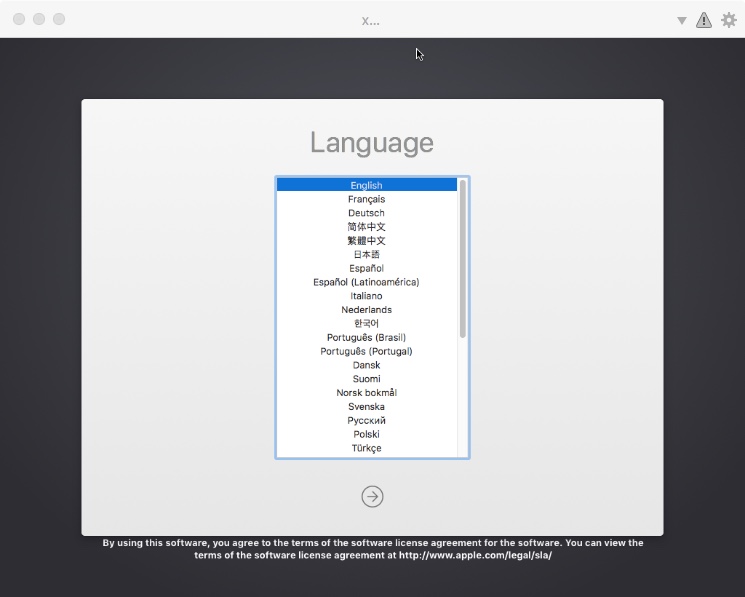 macOS High Sierra Installer Language