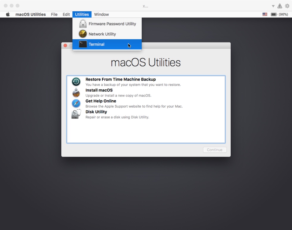 macOS Utilities Terminal