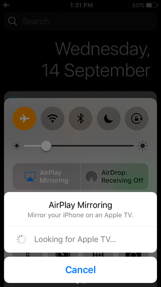 iOS 10 AirPlay Mirroring to AppleTV
