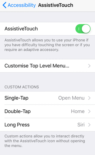 AssistiveTouch Custom Actions