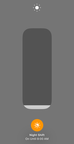 Control Center Long Press Volume for Night Shift