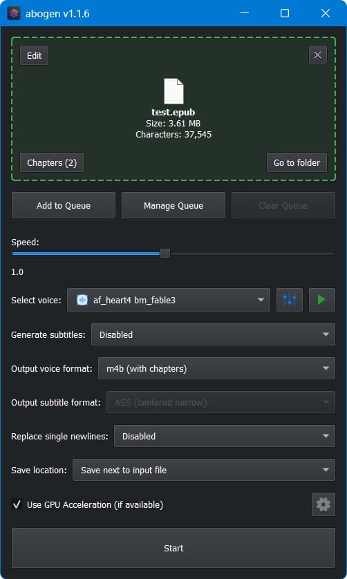 Kokoro Text-to-Speech with Abogen_v1.1.6