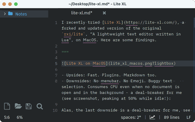 Lite XL on MacOS