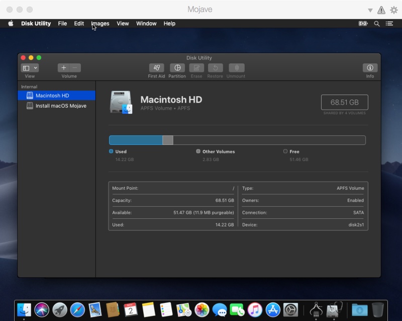 macOS Mojave running in a Parallel VM using APFS