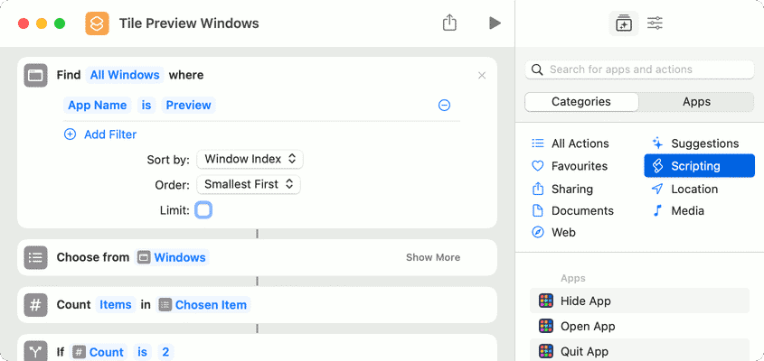 Shortcut to Tile Windows for a Single App