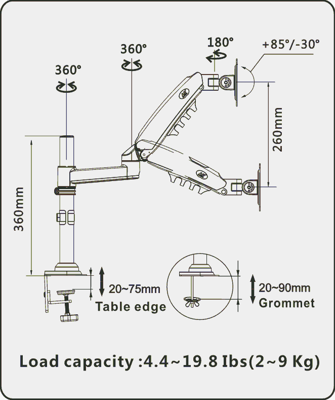 North Bayou H80 Measurements from Installation Instructions