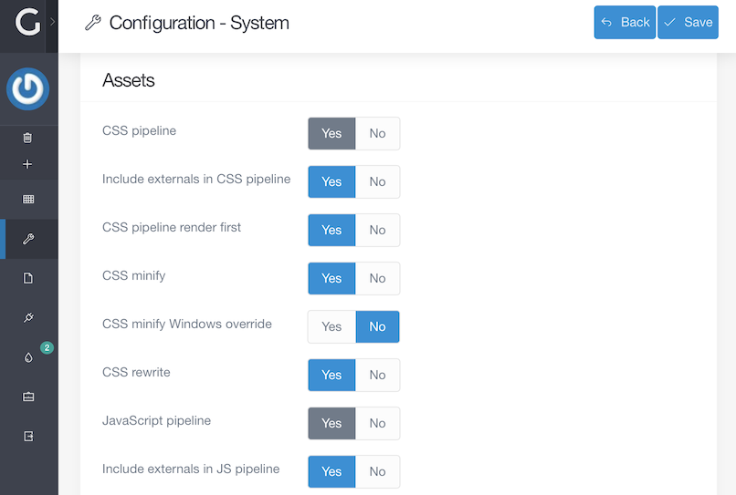 Grav Configuration Assets for CSS and JavaScript pipeline