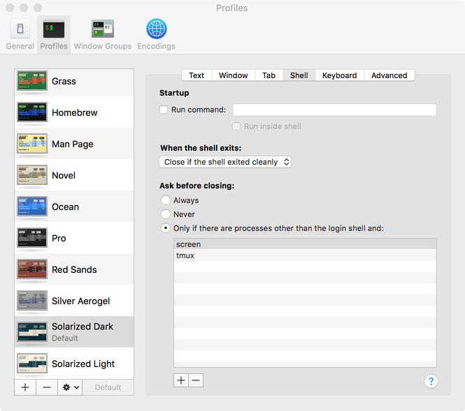 Terminal Profile Preferences