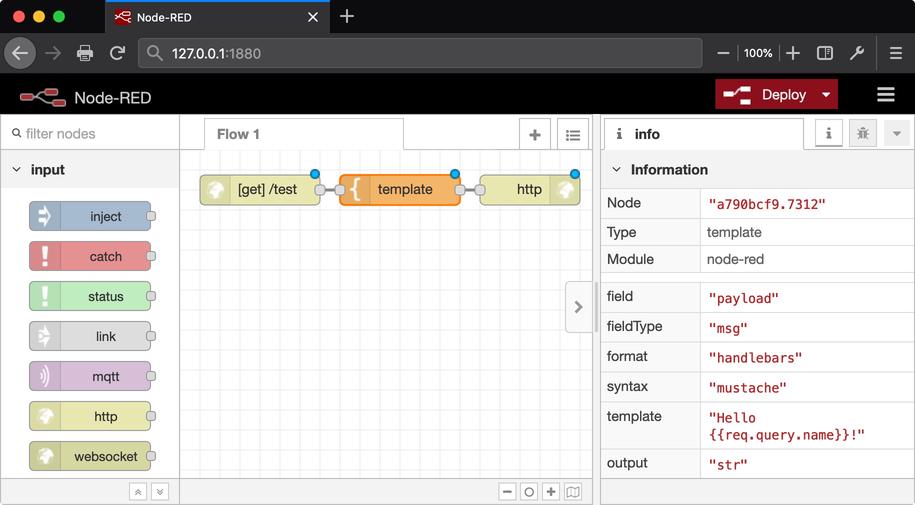 Node-RED simple http flow