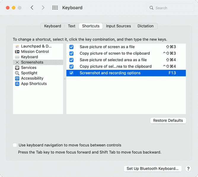 keyboard_shortcuts_screenshot_f13 Keyboard shortcuts to take a screenshot, mapped to_F13
