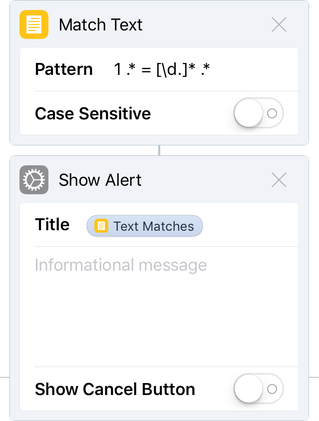 Workflow Match Text and Show Alert