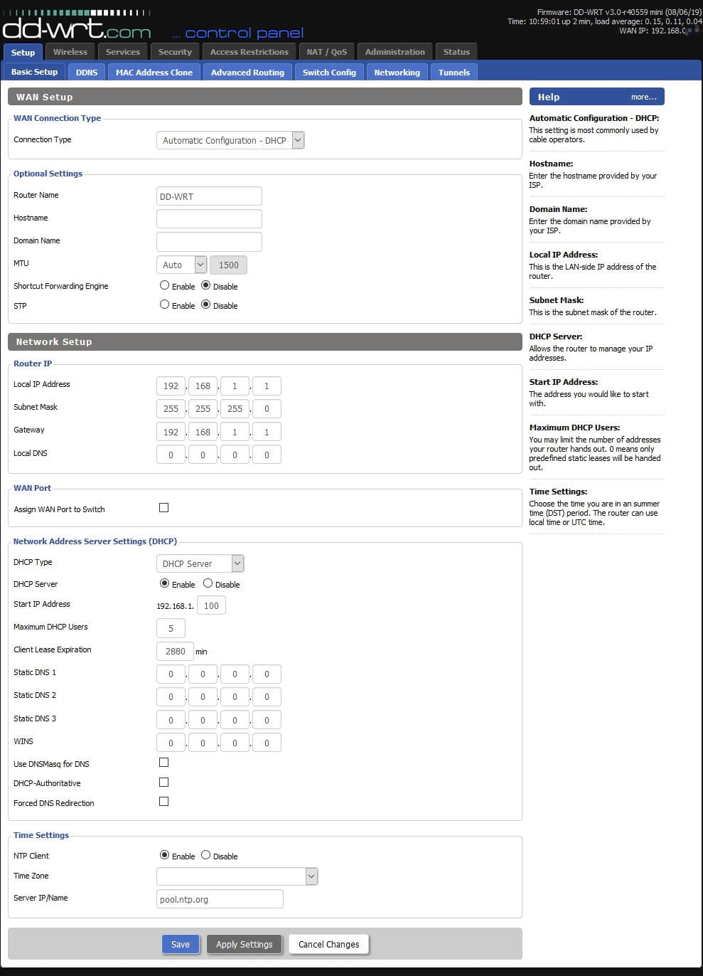DD-WRT Setup - Basic Setup