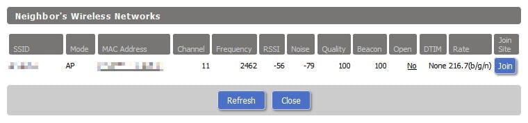 DD-WRT Status - Wireless - Site Survey