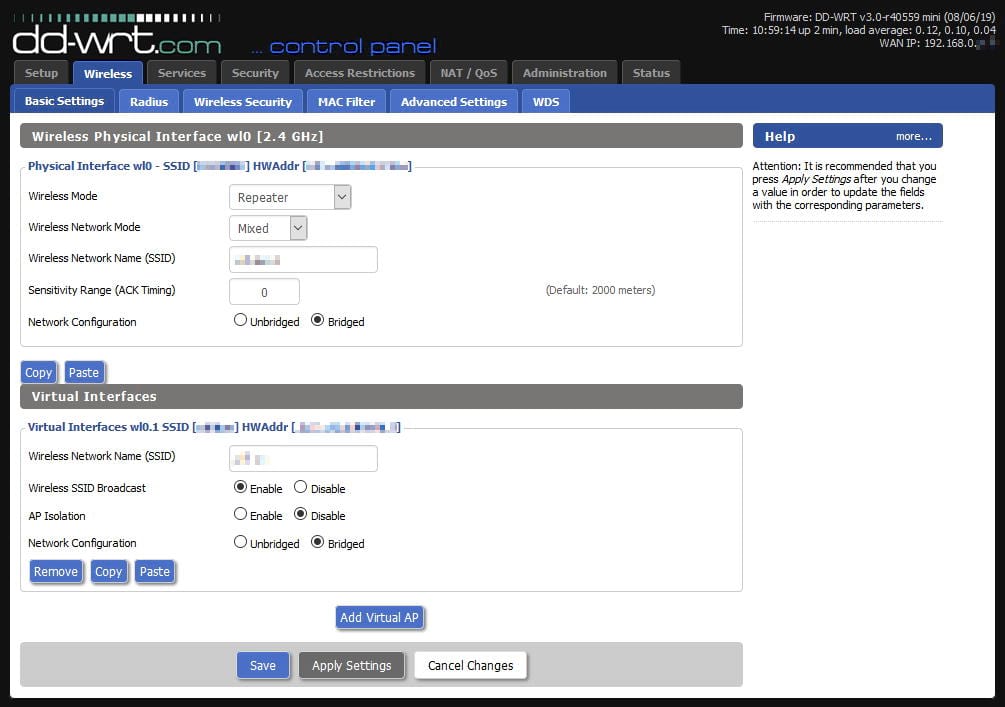DD-WRT Wireless - Basic Settings