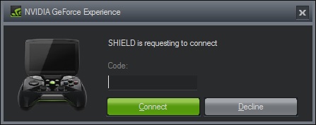 NVIDIA GameStream Connection Code Request on Desktop