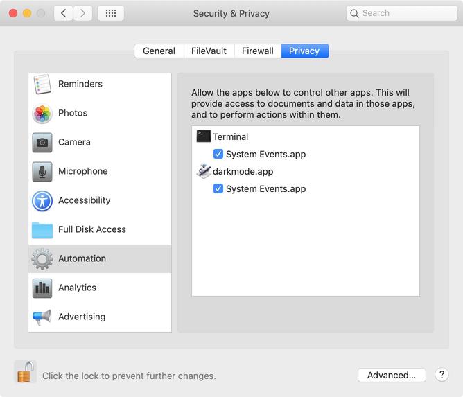 System Preferences Security and Privacy Automation System Events