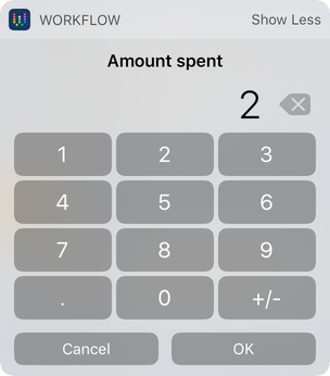 Workflow Widget Amount Input