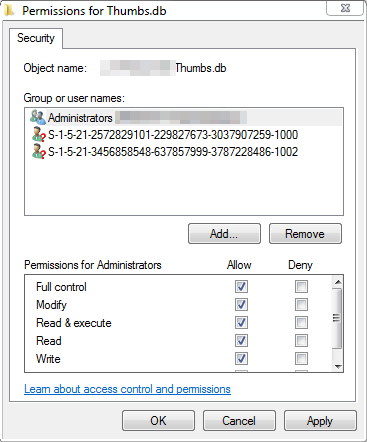 Permissions to Allow Administrators Full Control