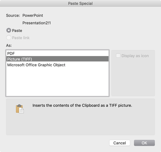 Microsoft Powerpoint Paste Special with TIFF only